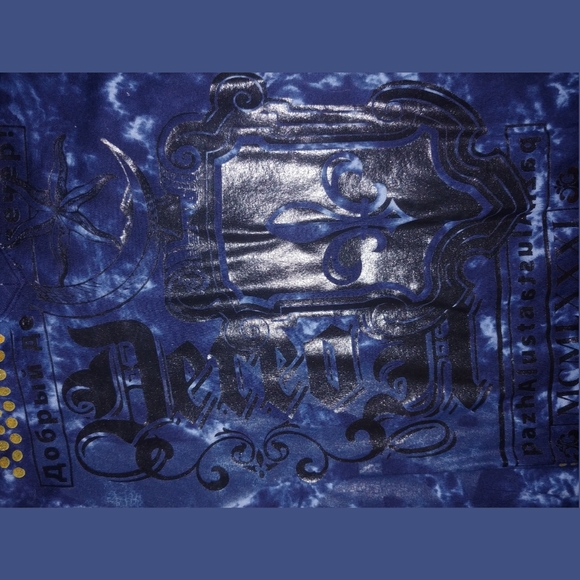 🔥Dereon Jeans Beyonce tie dye acid wash blue gold fitted shirt - Picture 3 of 5